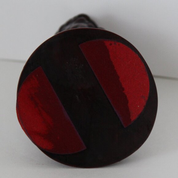 Sou- Shan Stone Ware Burgandy Owl Figurine  Perched on A Log Base - Picture 7 of 7